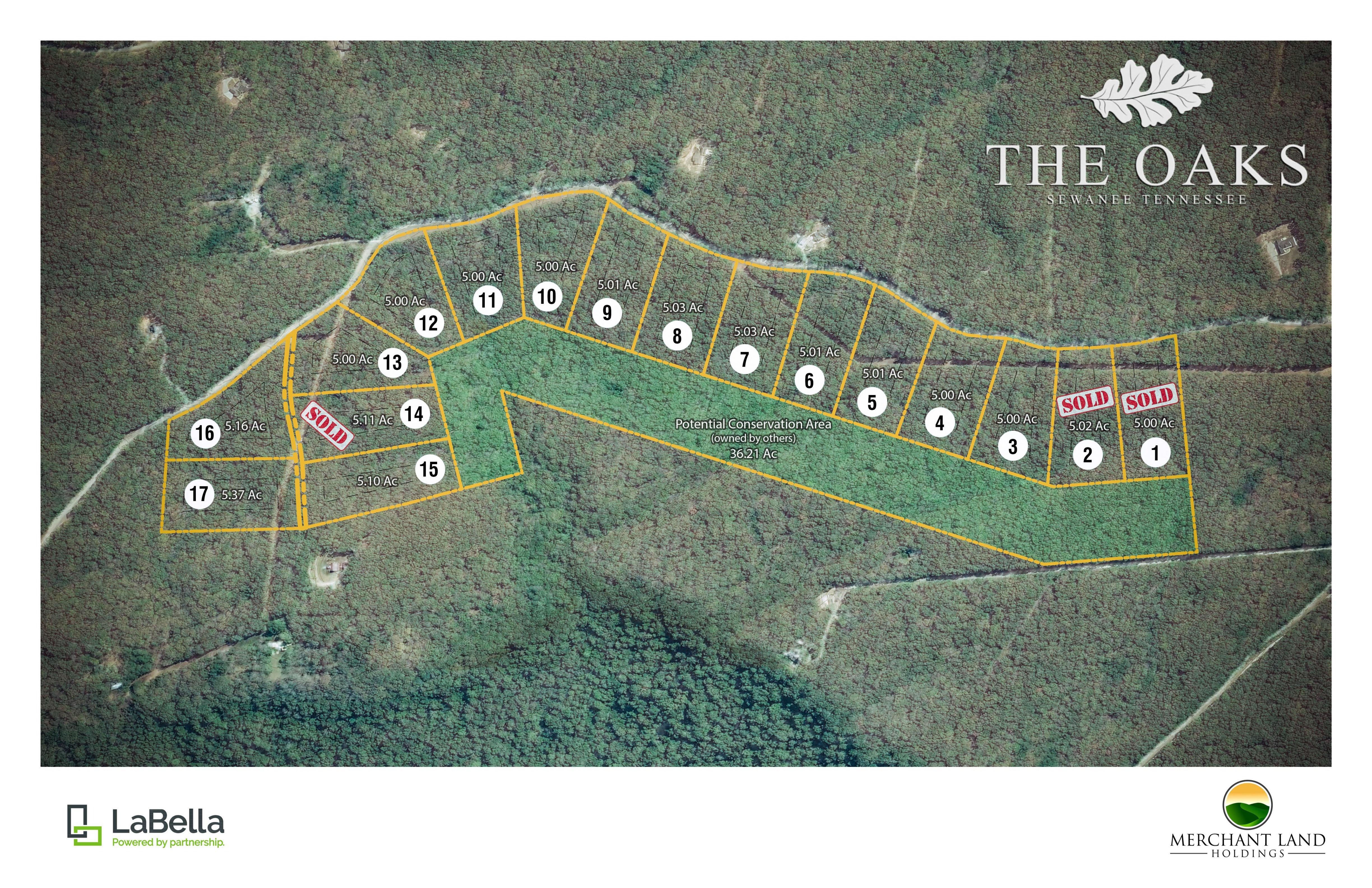 Aerial site plan of The Oaks at Sewanee
